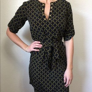 Michael Kors navy belted shirt dress.